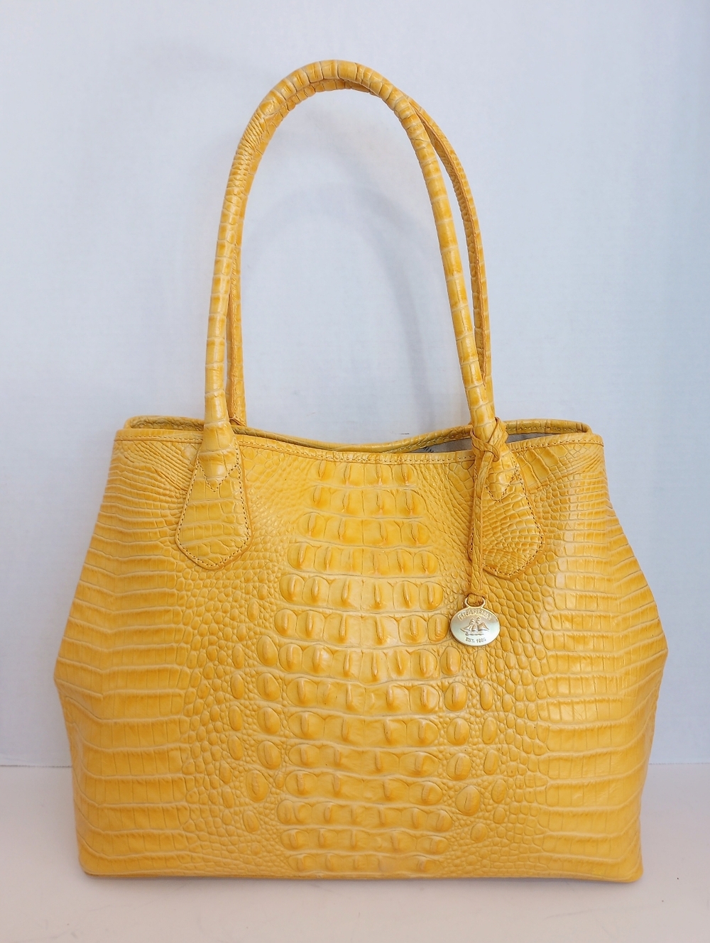 Brahmin Vivid Yellow Melbourne Anytime Tote Bag, Crocodile Embossed Leather